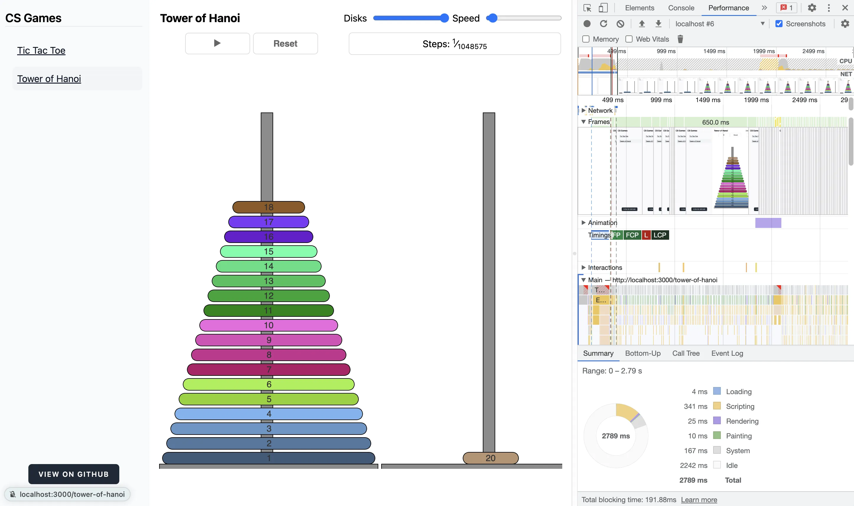 20 disks execution time - WASM